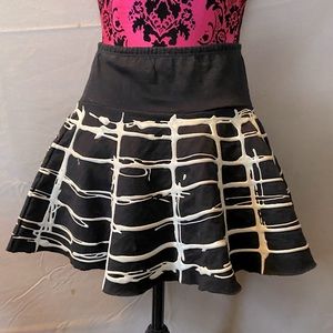 Cyberpunk Mini Skirt Black and White Spider Web Pattern Vintage